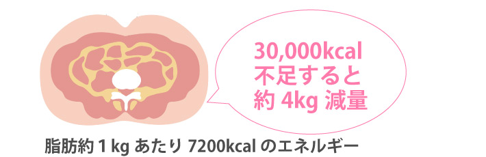 脂肪約１キログラムが7200キロカロリー